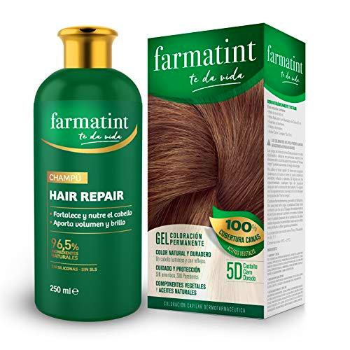 Farmatint Tinte permanente 5D Castaño Claro Dorado + Champú