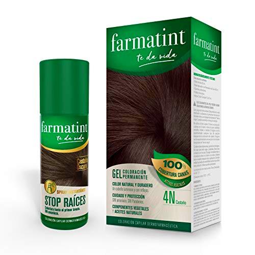 Pack Farmatint - Tinte 4N Castaño + Stop Raíces Castaño Oscuro