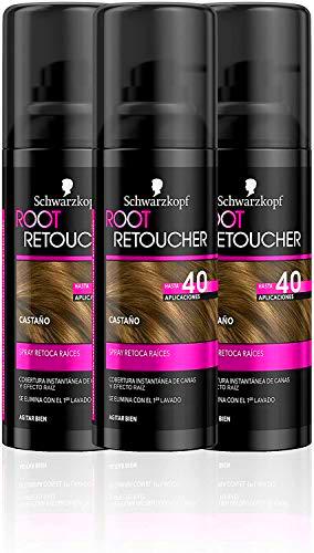 Schwarzkopf Root Retoucher - Spray retoca raíces - Cabello Castaño (pack de 3)