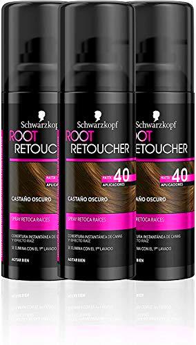 Schwarzkopf Root Retoucher - Spray retoca raíces - Cabello Castaño Oscuro (pack de 3)