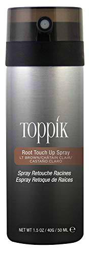 Toppik Spray Retoca Raíces, Castaño Claro, Cubre de Forma Instantánea las Raíces y las Canas sin Apelmazar el Cabello, 50 ml