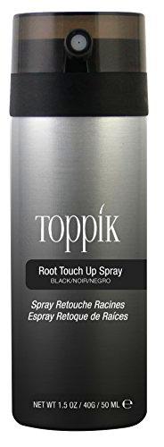 Toppik Spray Retoca Raíces Negro, Cubre de Forma Instantánea las Raíces y las Canas sin Apelmazar el Cabello, 50 ml