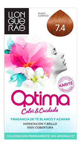 Llongueras Optima Tinte de Cabello Permanente sin Amoniaco Tono #7.4 Cobrizo Medio