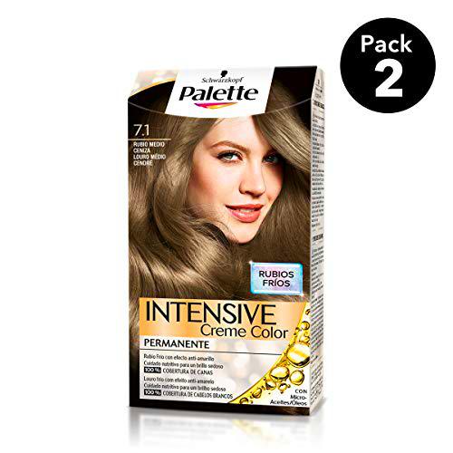 Palette Intense - Tono 7.1 Rubio Medio Ceniza - 2 uds