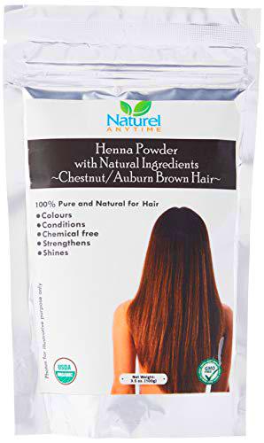 Organic (USDA, GMP) Henna for Chestnut/AUBURN/Reddish Brown Colour Hair