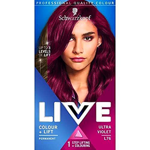 Schwarzkopf Tinte permanente para el cabello, Live Intensse Colour + Lift L76 Ultra Violet