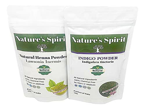 Indigo &amp; Henna Powder 2 x 100g Tinte de pelo natural para tonos de cabello marrón oscuro a negro