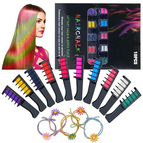 GGISUI Premium Hair Chalk Set de 10 peines de tiza para el pelo y 5 accesorios para el pelo para niñas